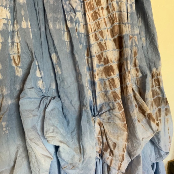 Cotton Boho Skirt Blue Batik Tie Dye Size Large - Picture 4 of 9